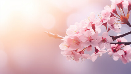 大きなコピースペースのある明るく美しい桜の花のサムネイル用背景画像