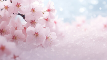 大きなコピースペースのある明るく美しい桜の花のサムネイル用背景画像