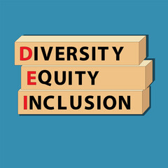 DEI: Diversity, equity, inclusion . Business, diversity, equity, inclusion concept, copy space. Banner. Letter Tiles on green Background. vector illustration