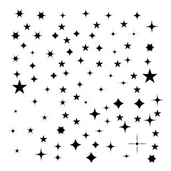 Set of Christmas Stars Shower: Captivating Illustration Stars for the Holidays. Stars collection. Star icons. Starburst flower sale badge. Star blank label, stickers