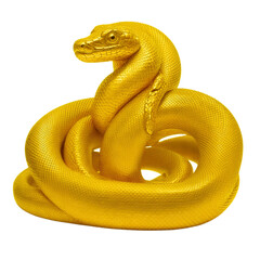 Golden snake statue isolated on transparent background - Isolated Golden Animal Statue