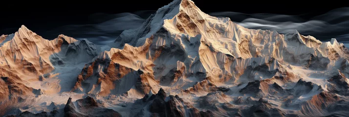 Foto op Plexiglas Mount Everest, showing elevation changes, crevices, and glaciers, muted colors, natural light © Marco Attano