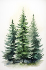 Obraz premium a watercolor piece entitled christmas trees, in the style of light white and light gray, historical illustrations, 