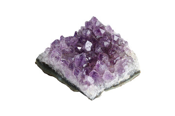 Amethyst mineral stone macro on white background