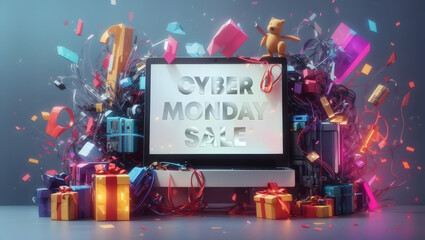 cyber monday sale poster on screen