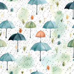 Seamless pattern background with umbrellas autumn season