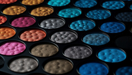 Obraz na płótnie Canvas Beauty palette collection vibrant colors, shiny shadows, and elegant variations generated by AI
