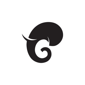 Abstract elephant vector logo design. Creative linear animal gold logotype