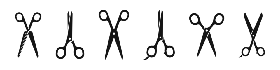 Fotobehang Scissors icon set. Vector scissors collection. Silhouette style icons © Vlad Ra27