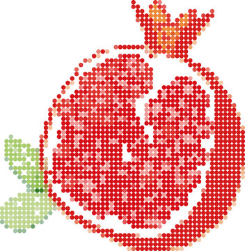 image for creativity "pomegranate" in cells - embroidery or drawing, creativity