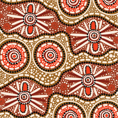 A vector background with dot art from Aboriginal culture