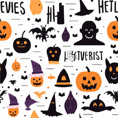 seamless pattern with Halloween party	