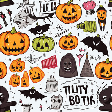 seamless pattern with Halloween party	