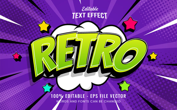 Retro editable text effect comic style Premium Vector	