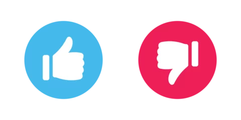Foto op Plexiglas like icon button , thumb up and down icons , good and bad signs , positive and negative , good and bad choice icon © vector png 