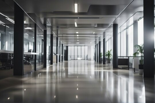 Nice modern office with beautiful long office corridor with and defocused room background concepts 