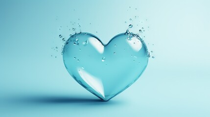  a blue heart shaped object with water splashing out of it.  generative ai