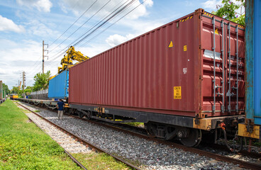freight train container loading container Bangkok Port