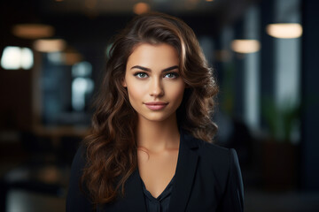 Fototapeta premium Young businesswoman standing confident in front of corporate building High quality photo Generative AI