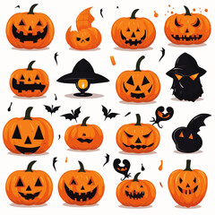 illustration Vector set of pumpkin Halloween