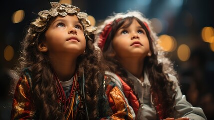Fototapeta premium Children reenacting the story of Juan Diegos encounte , Background Image,Desktop Wallpaper Backgrounds, HD