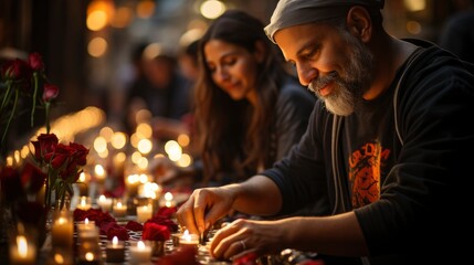 Devotees placing candles and flowers at the Virgen , Background Image,Desktop Wallpaper Backgrounds, HD