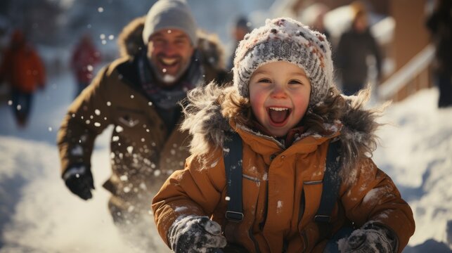 Families enjoying a day of tobogganing and building , Background Image,Desktop Wallpaper Backgrounds, HD