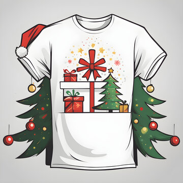 Christmas T-shirt design with Christmas tree