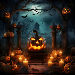 halloween background with pumpkin. Generative AI