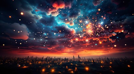Obraz na płótnie Canvas Fireworks forming intricate patterns and shapes, Background Image,Desktop Wallpaper Backgrounds, HD
