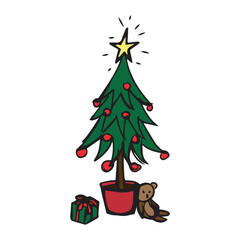 Christmas tree hand drawn illustration