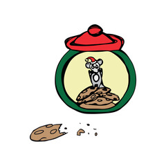 hand drawing cute winter mouse. New Year and Merry Christmas concept.