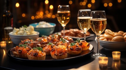 A close-up of New Years Eve party snacks and appetize, Background Image,Desktop Wallpaper Backgrounds, HD