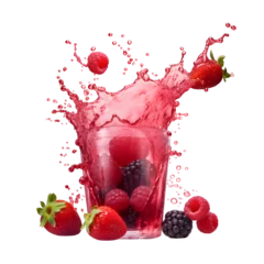 Gordijnen Glass of berry juice splash isolated on transparent background © Kiran Khairullah