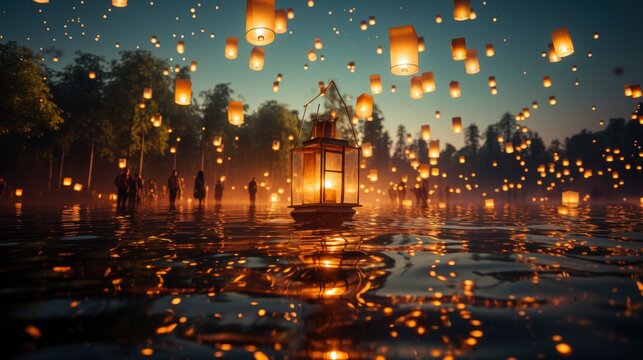 A New Years Eve lantern release ceremony with lantern, Background Image,Desktop Wallpaper Backgrounds, HD