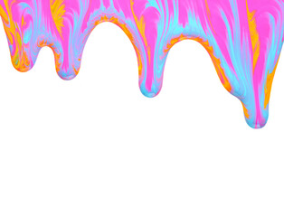 Blue and pink nail polish drips isolated on white background