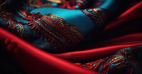 a close up of a red and blue tie, details and vivid colors, azure - obrazy, fototapety, plakaty