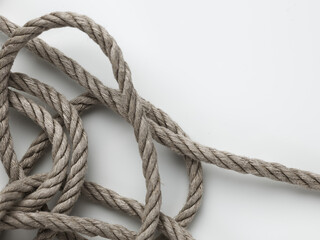 Hemp rope over white background
