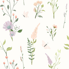 Romantic seamless pattern with wildflowers - 659501377