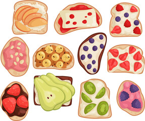 Vector set with sweet toasts