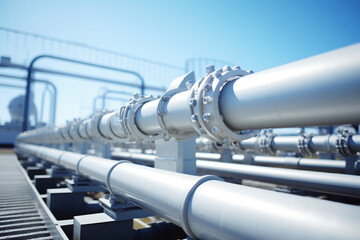 hydrogen pipeline in grass field highlighting eco-friendly, carbon-neutral and secure energy alternatives replacing residential natural gas made with Generative AI