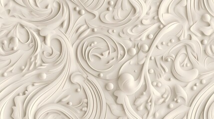 seamless pattern with swirls white cream background - obrazy, fototapety, plakaty