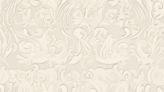 seamless pattern with swirls white cream background