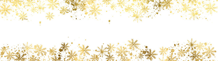 Gold glitter. Gold Foil Frame.  Golden sparkle confetti.  Shiny glittering dust. 
Gold sparkle  snow splatter border. Gold brush stroke on transparent background.