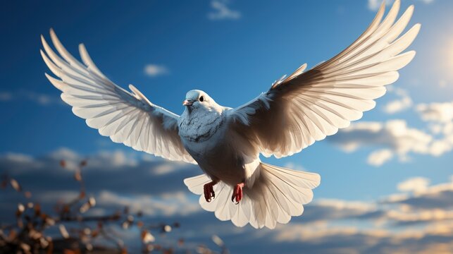 A symbolic dove of peace flying against a bright blue , Background Image,Desktop Wallpaper Backgrounds, HD