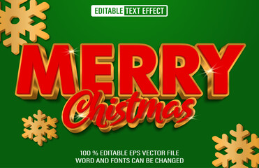 Editable merry christmas gold text effect 3d style template