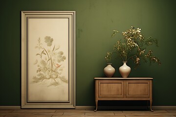 3d render of vase with flowers in front of the wall