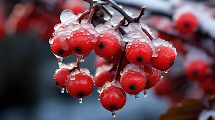 Snow-covered red berries Winter berry close-up Macro , Background Image,Desktop Wallpaper Backgrounds, HD