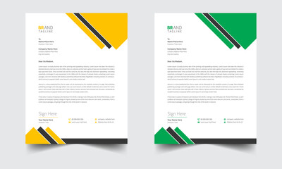 Corporate modern company letterhead design template with two color variation. 