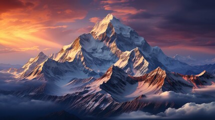 Snowy mountain peak at dawn Winter summit sunrise, Background Image,Desktop Wallpaper Backgrounds, HD